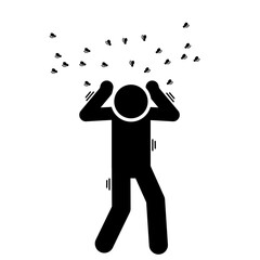 Stick figure chased by angry bees