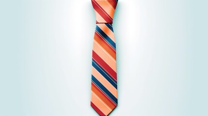 Striped Necktie on a Light Blue Background.