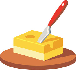 Knife on a Butter Stick Bar Dairy Product stock illustration