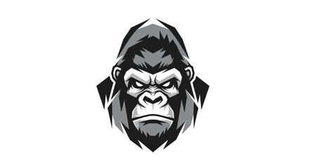 Gorilla Head Illustration Black White Design.