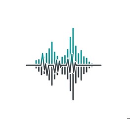 Obraz premium Digital Wave Icon of a Data Stream with Electrical Pulses in Cyber Teal and Dark Grey