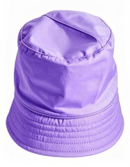 Lilac bucket hat, smooth fabric, isolated on white