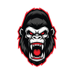 Aggressive Gorilla Head Graphic Illustration.