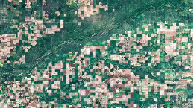 Greeley fields, US, Circular pivot irrigation fields on open satellite data