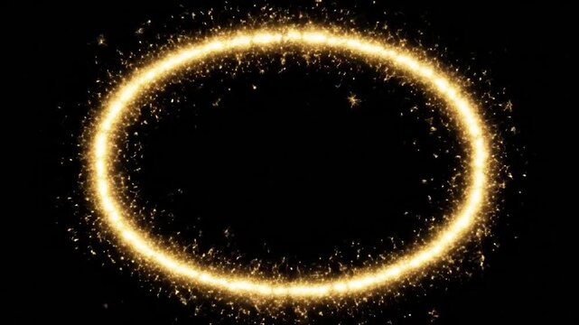 Glowing golden elliptical ring of light against a black background