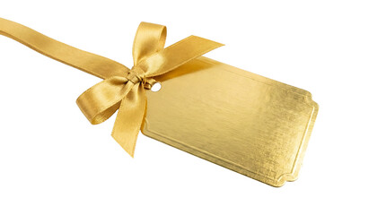Fototapeta premium Luxury gold gift tags with ribbons and engraved text 