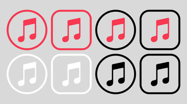  AppleMusic logo icon vector set.