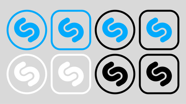 Shazam logo icon vector set.