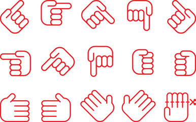 Fototapeta premium A collection of hand gesture icons pointing in various directions