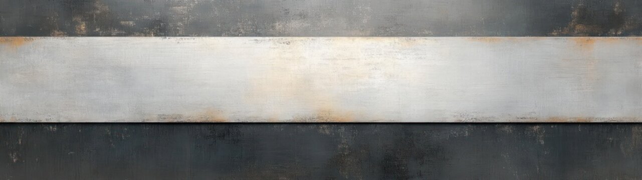 three weathered horizontal steel panels with rusty patina and cold industrial mood