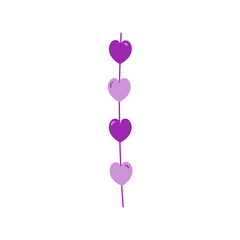 Vector illustration of a vertical heart divider with purple and lilac hearts. Perfect for Valentine's Day, romance, or wedding themes. Isolated