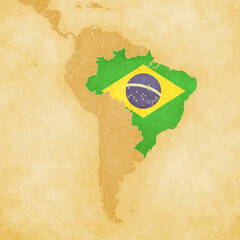 Ocher map of South America - Brazil