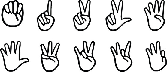 Vector collection of Hand sign language numbers 0 9 illustration © Moina