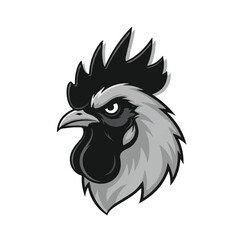 Obraz premium Black and White Rooster Head Illustration 2.