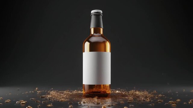 Whiskey Bottle Splash Motion.