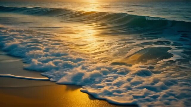 Serene Beach Waves Sunset.