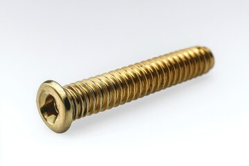 single gold-colored countersunk head screw with star-shaped drive on clean white background evoking precision and simplicity