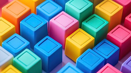 Obraz premium Colorful geometric shapes in vibrant hues arranged in a visually appealing pattern creating a lively atmosphere and stimulating creativity for various artistic projects