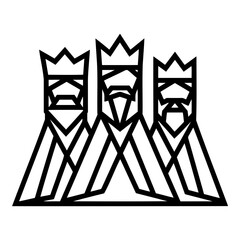 Abstract chess icon with three crowned figures and geometric lines &mdash; ideal for strategy, leadership and UI/UX design.