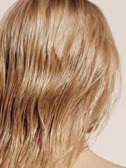 Fototapeta premium Blonde Wet Hair Close-Up – Haircare Branding Content