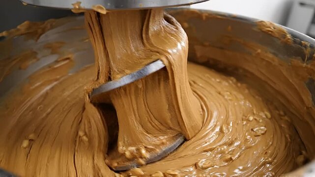 Close Up Peanut Butter Mixing Machine Operating