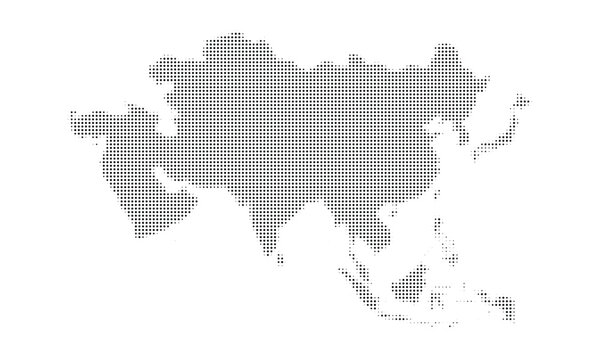 asia halftone dotted map continent abstract background black dot vector illustration