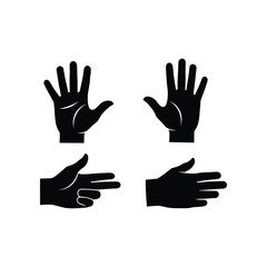 Fototapeta premium Four black silhouettes of hands in different gestures on white background icon