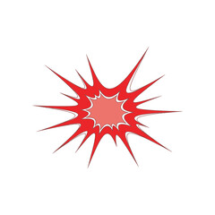 Red comic book explosion symbol with sharp edges and pointed lines  shock blast effect icon