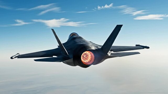 Military jet flying in sky