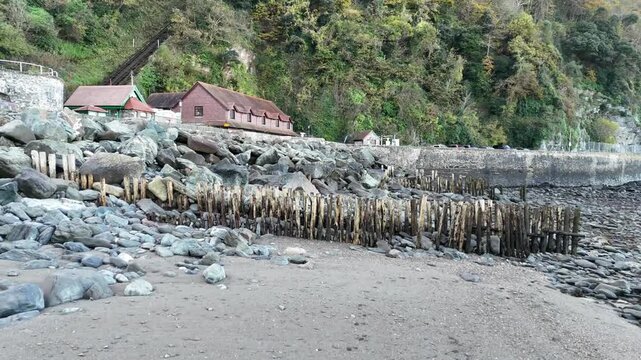 Aerial view over Lynmouth from a drone 4K video