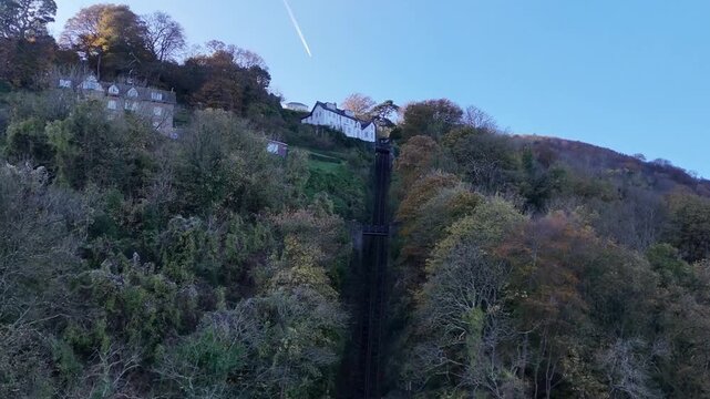 Aerial view over Lynmouth from a drone 4K video