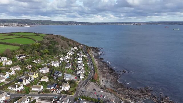 Aerial view Over Mousehole Harbour In Cornwall, UK.