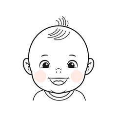 Obraz premium Happy baby with rosy cheeks and smiling face illustration.