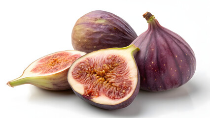 Fresh figs on display with a bright white background
