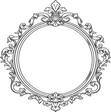 Vintage ornate circular frame luxury antique border decorative floral element for wedding invitation vector illustration