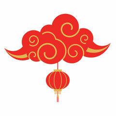 Obraz premium Vibrant Chinese New Year festive cloud and lantern concept illustration, symbolizing good fortune and cultural celebration