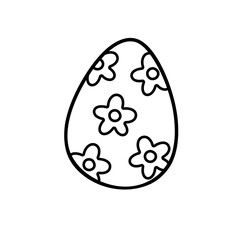 Whimsical Easter egg with flowers vector doodle