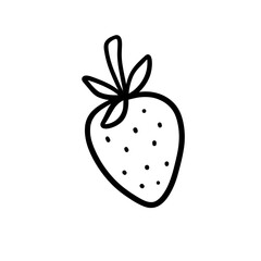 Strawberry doodle simple fruit vector illustration