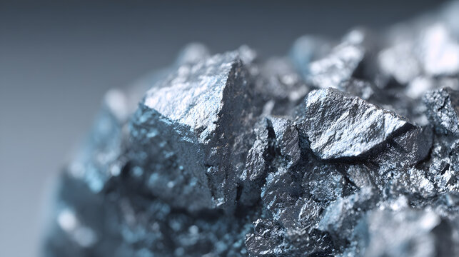 Close-up of raw silver ore with rugged texture and metallic sheen