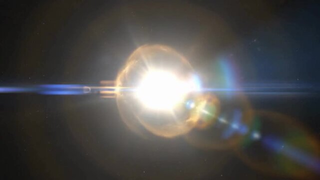 Cinematic Light Burst Intro. Epic cinematic intro with glowing light burst, dramatic lens flares, and deep background music for film or event trailers
