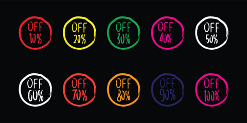 Obraz premium A white oval sticker displaying off 60 against a black background