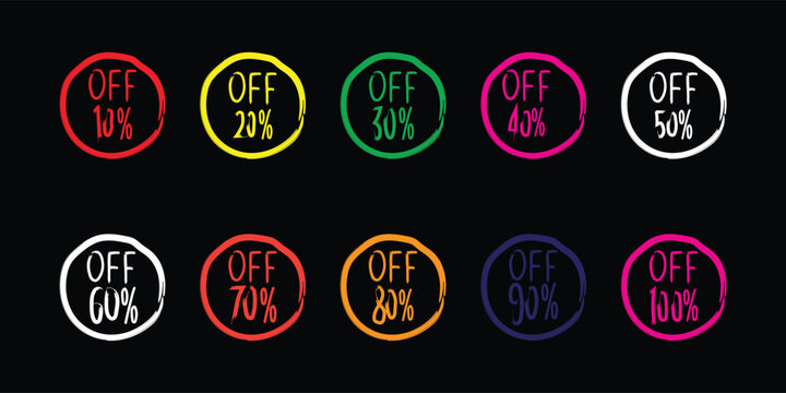A white oval sticker displaying off 60 against a black background