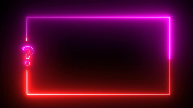 rectangle animation with question mark on transparent background. glowing rectangle motion animation. digital elements rectangle icon. smooth neon glowing video with alpha channel in 4k.