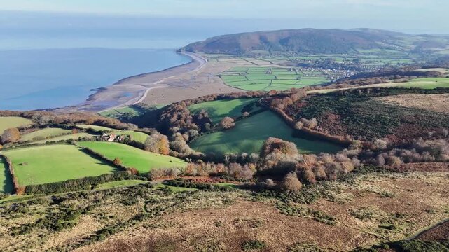 A beautiful aerial view over Exmoor from a drone 4K video