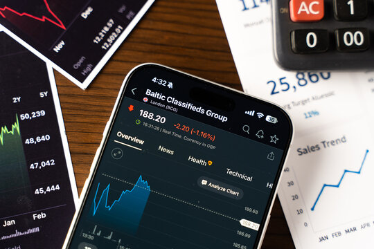 The baltic stock exchange logo is displayed on the screen of a smartphone, in Bangalore, India, on February 12, 2026
