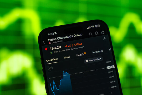 The baltic stock exchange logo is displayed on the screen of a smartphone, in Bangalore, India, on February 12, 2026
