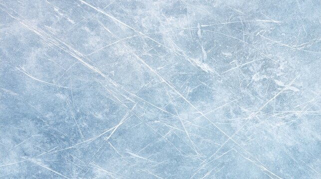 Scratched ice surface texture as abstract background. Winter sports rink or frozen lake. Cold weather theme for design.