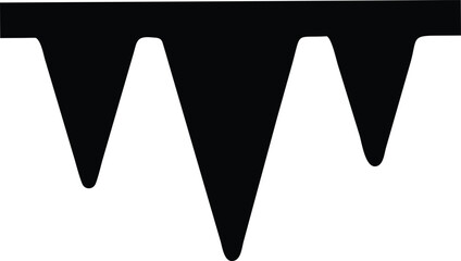 Black silhouette of three downward pointing triangular shapes connected at the top