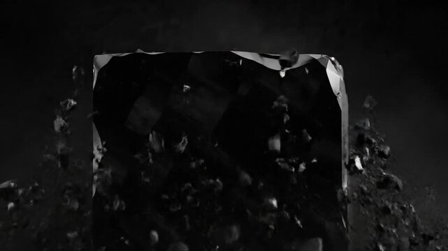 A pile of stones appears to transform, surrounded by darkness in a mysterious illustration