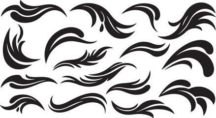 Fototapeta premium Black swirling abstract shapes on white background illustration design